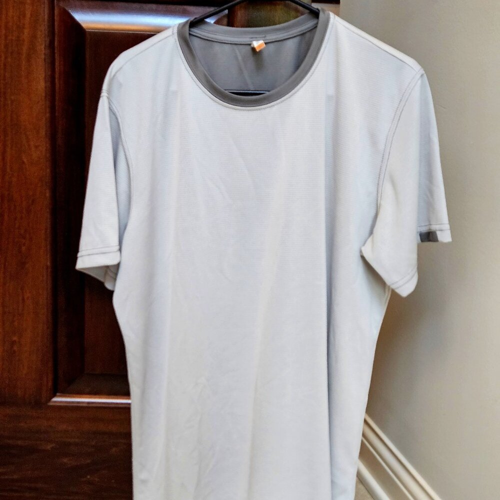 BAMBOO - Akwa Men's Bamboo Charcoal Mesh T-Shirt, Stone, Sz LARGE